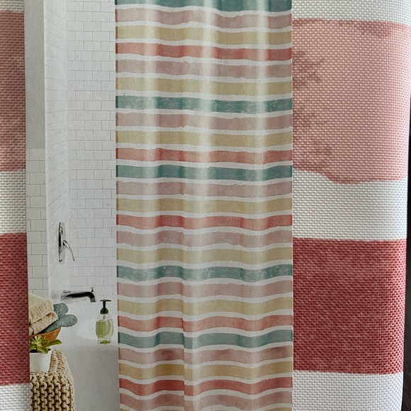 Fabric shower curtain with design💦NWT💦striped pattern💦bright colored design - Picture 4 of 14